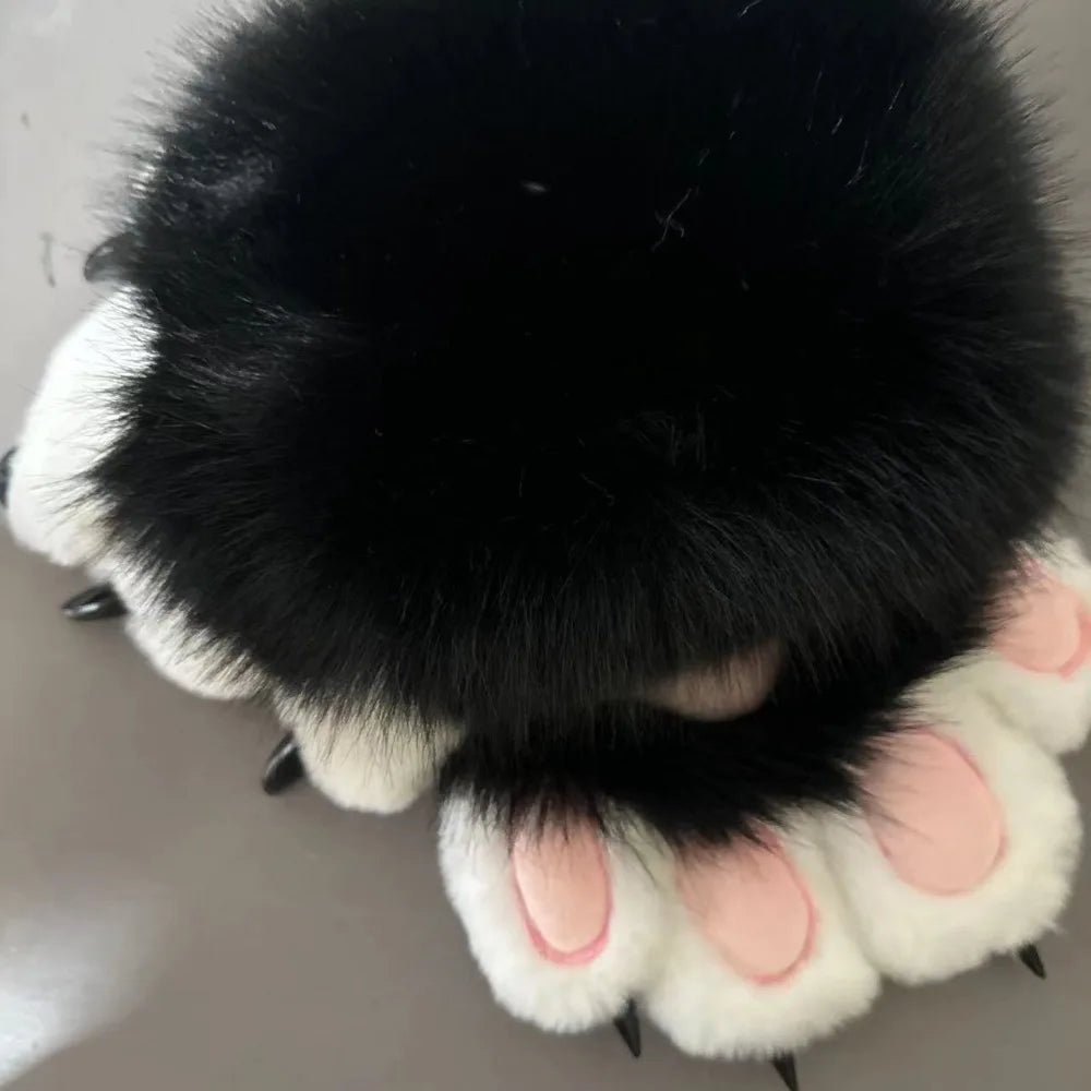 Multicolored Beans Faux Fur Beast Paws - Soft Cosplay Gloves - Image 7