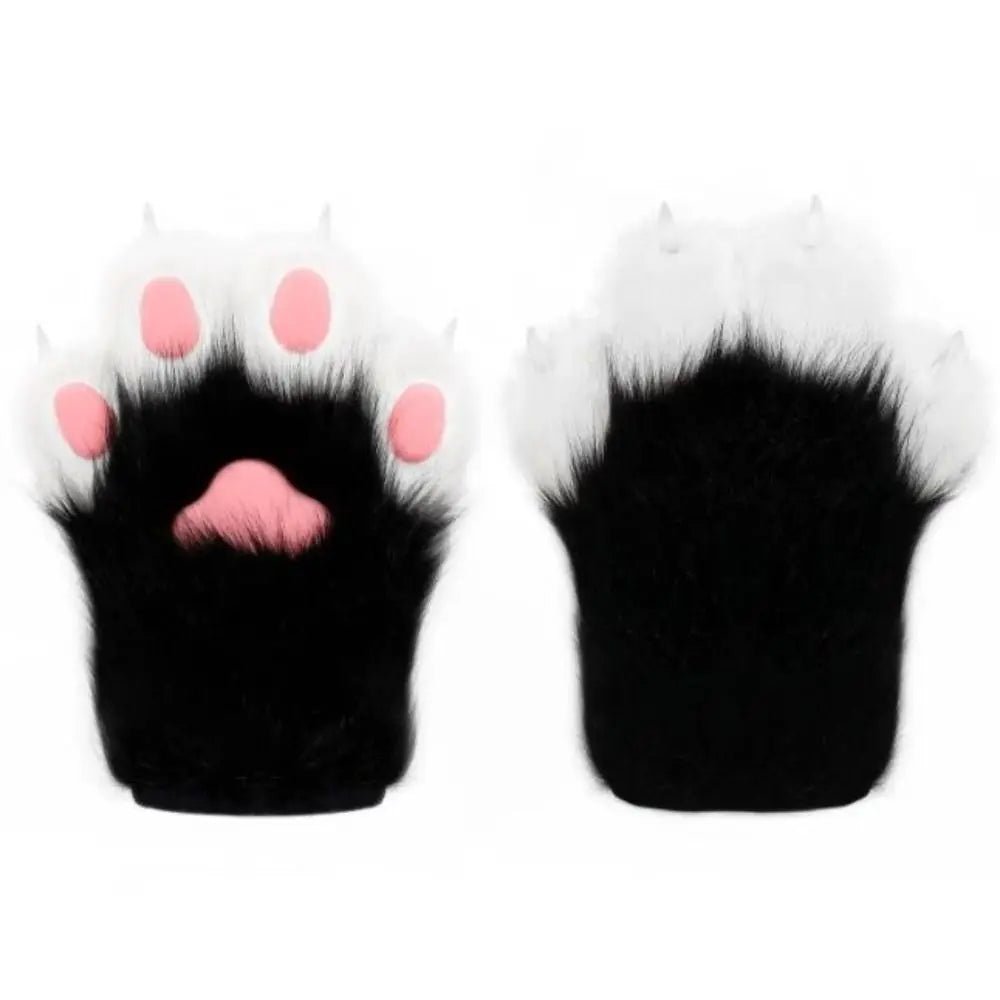 Multicolored Beans Faux Fur Beast Paws - Soft Cosplay Gloves - Image 5