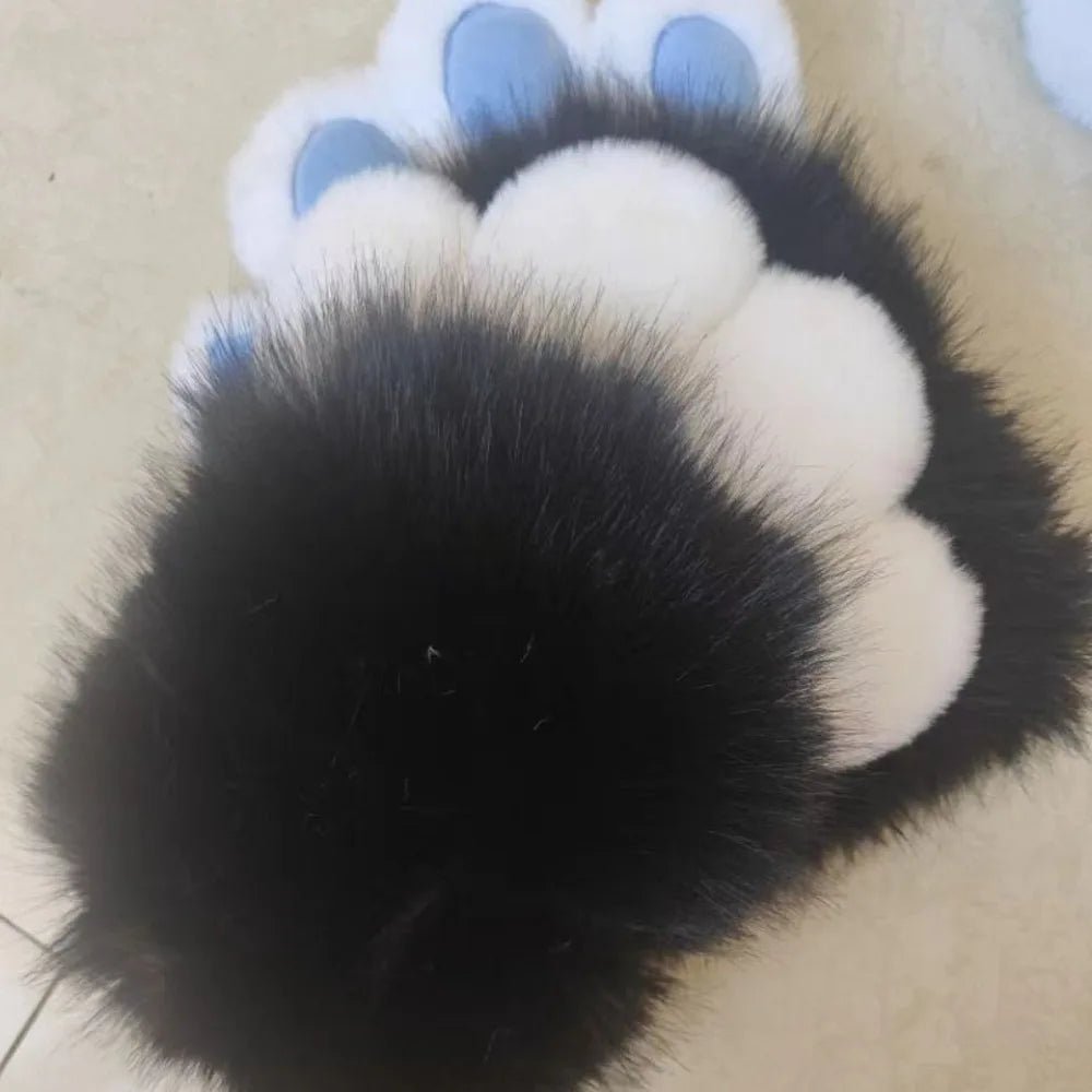Multicolored Beans Faux Fur Beast Paws - Soft Cosplay Gloves - Image 6