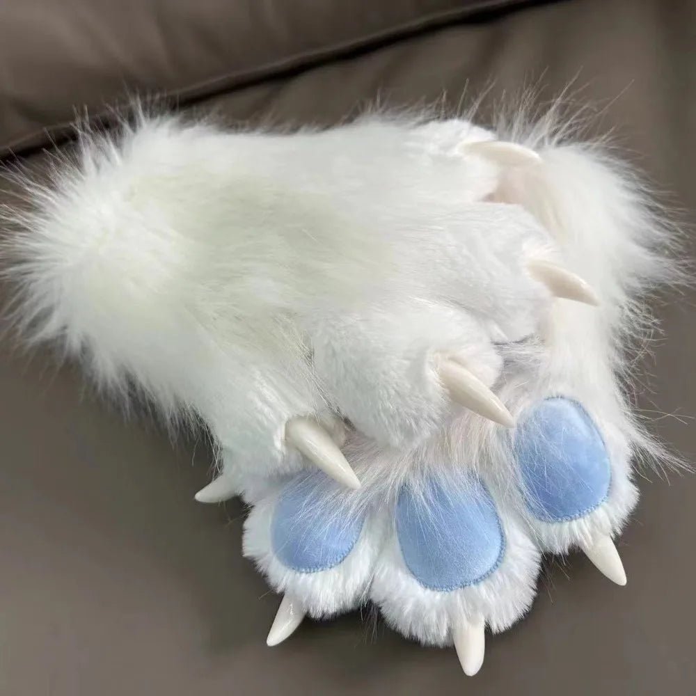 Multicolored Beans Faux Fur Beast Paws - Soft Cosplay Gloves - Image 8