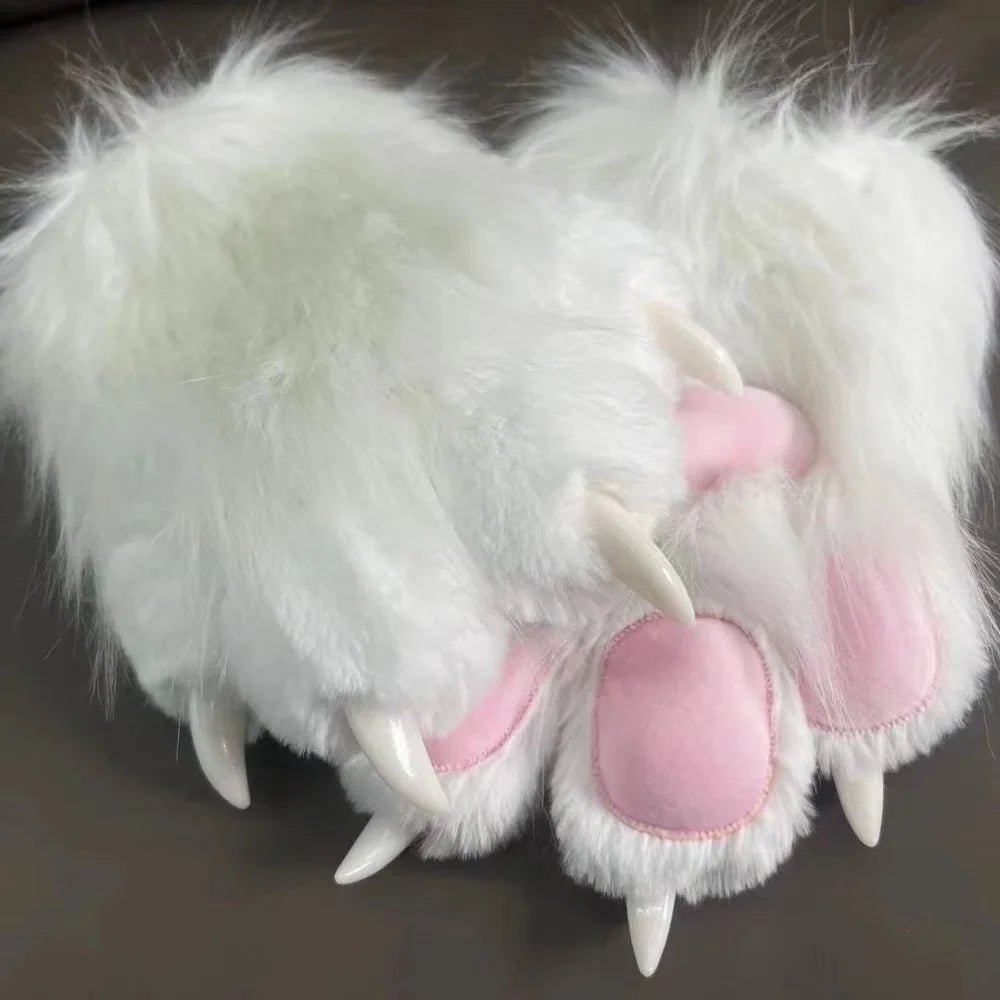 Multicolored Beans Faux Fur Beast Paws - Soft Cosplay Gloves - Image 9