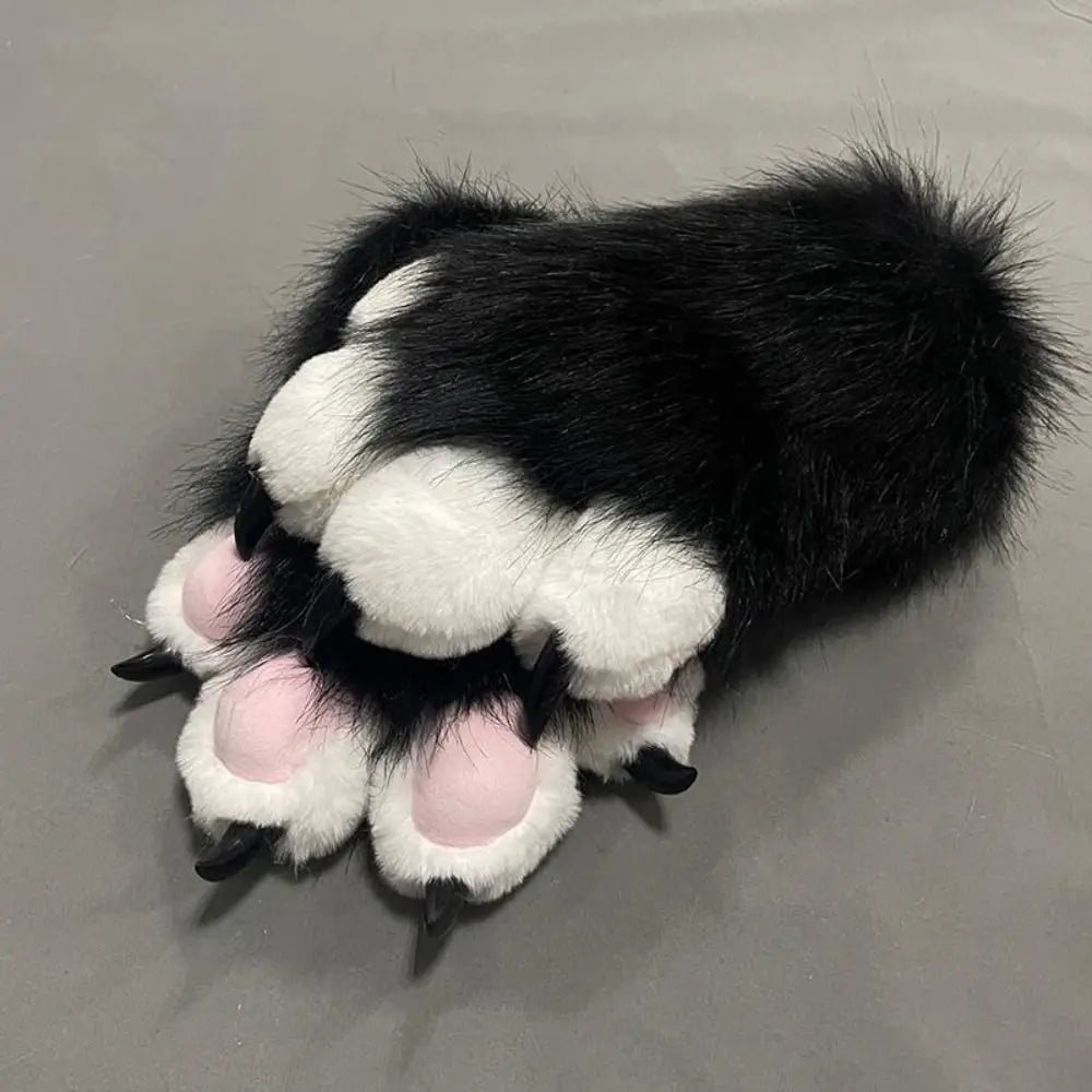 Multicolored Beans Faux Fur Beast Paws - Soft Cosplay Gloves - Image 4