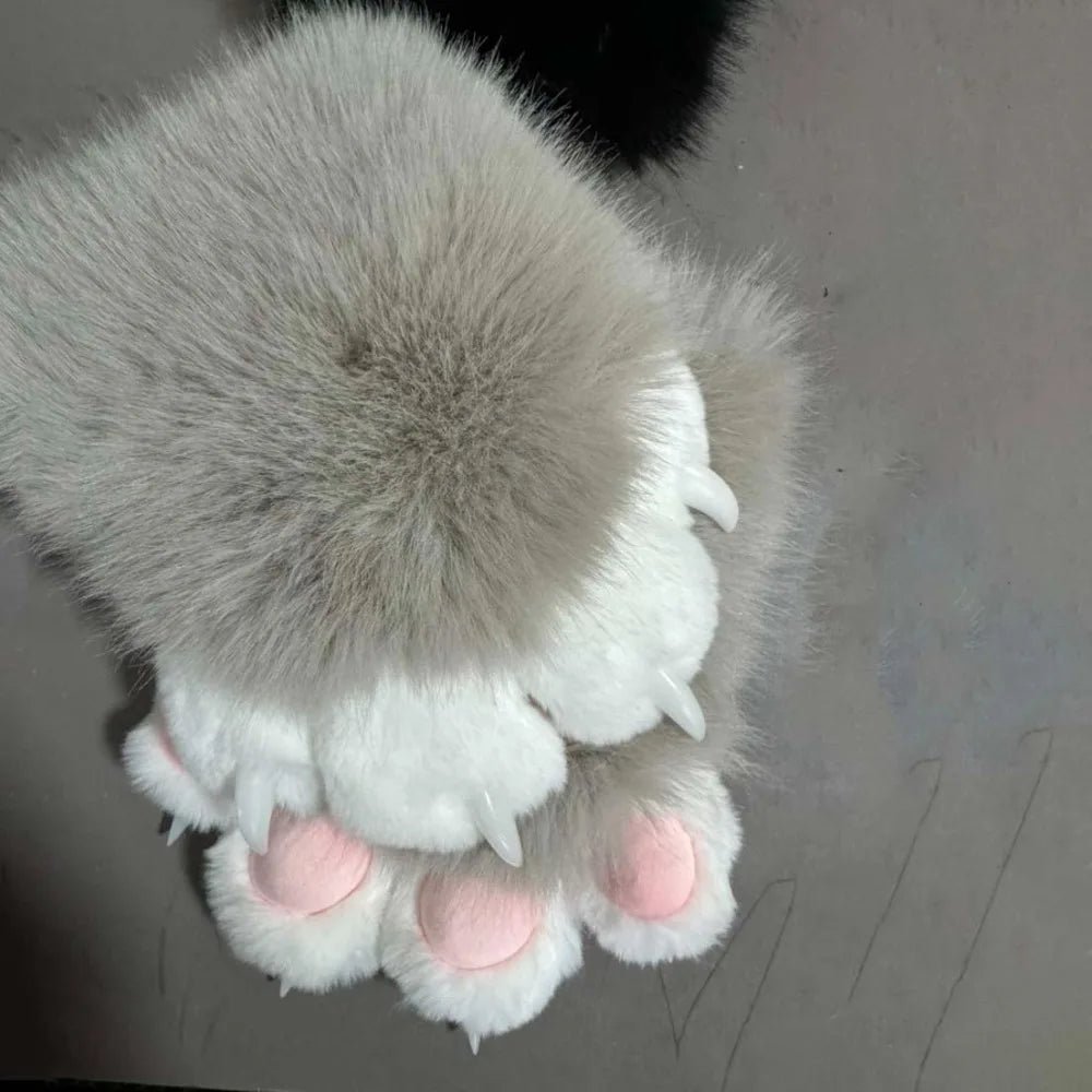 Multicolored Beans Faux Fur Beast Paws - Soft Cosplay Gloves - Image 10